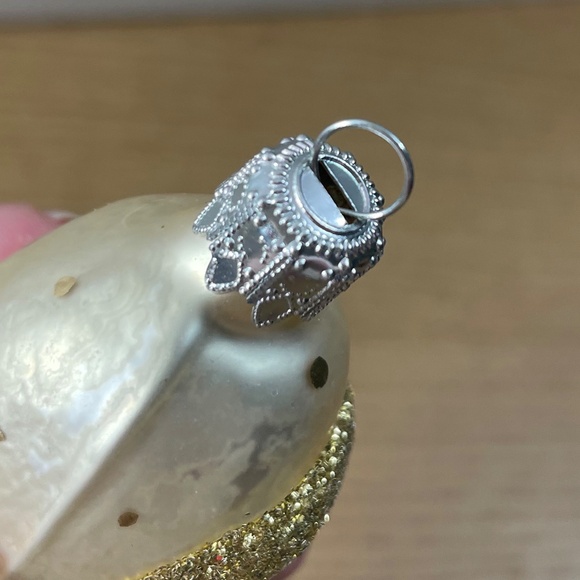 Inge Glas Christmas Ornament German Olde World Santa White Gold Hand Blown Glass - Picture 4 of 6